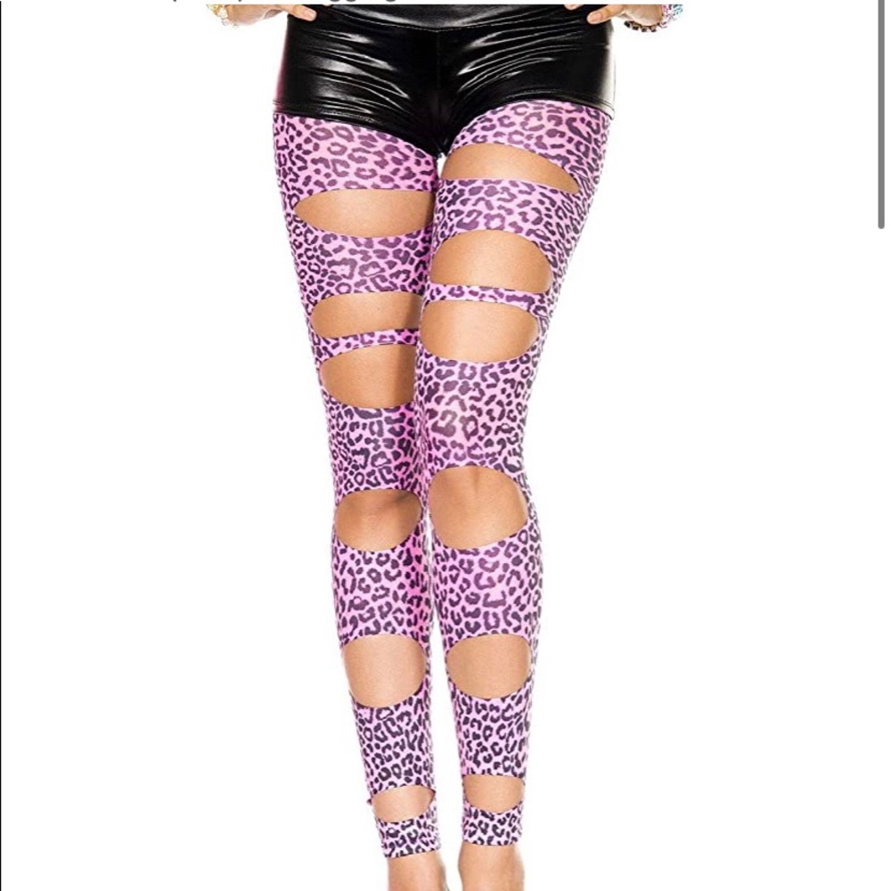 Neon pink dance leggings stockings - Picture 2 of 6